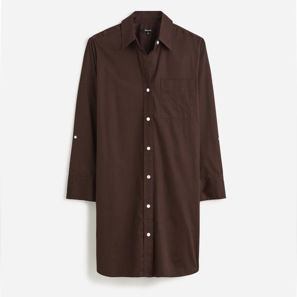 NWT Madewell Chocolate Brown Shirt Dress - Picture 4 of 6